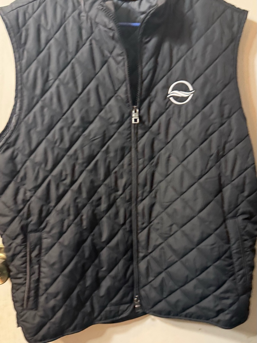 Peter Millar Quilted Black Vest with Embroidered Logo